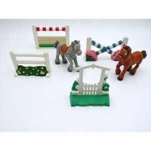 Horse Replacement Lot Plastic 90s Unmarked 4" Pony Gate + Jumping Accessory VTG